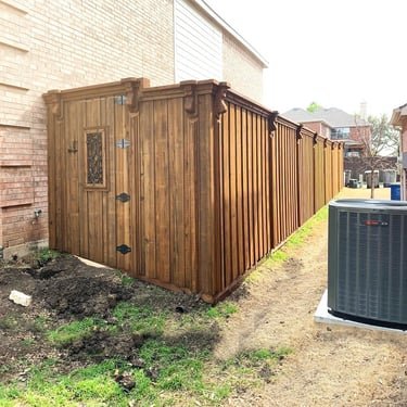 Custom cedar gate with decorative iron insert